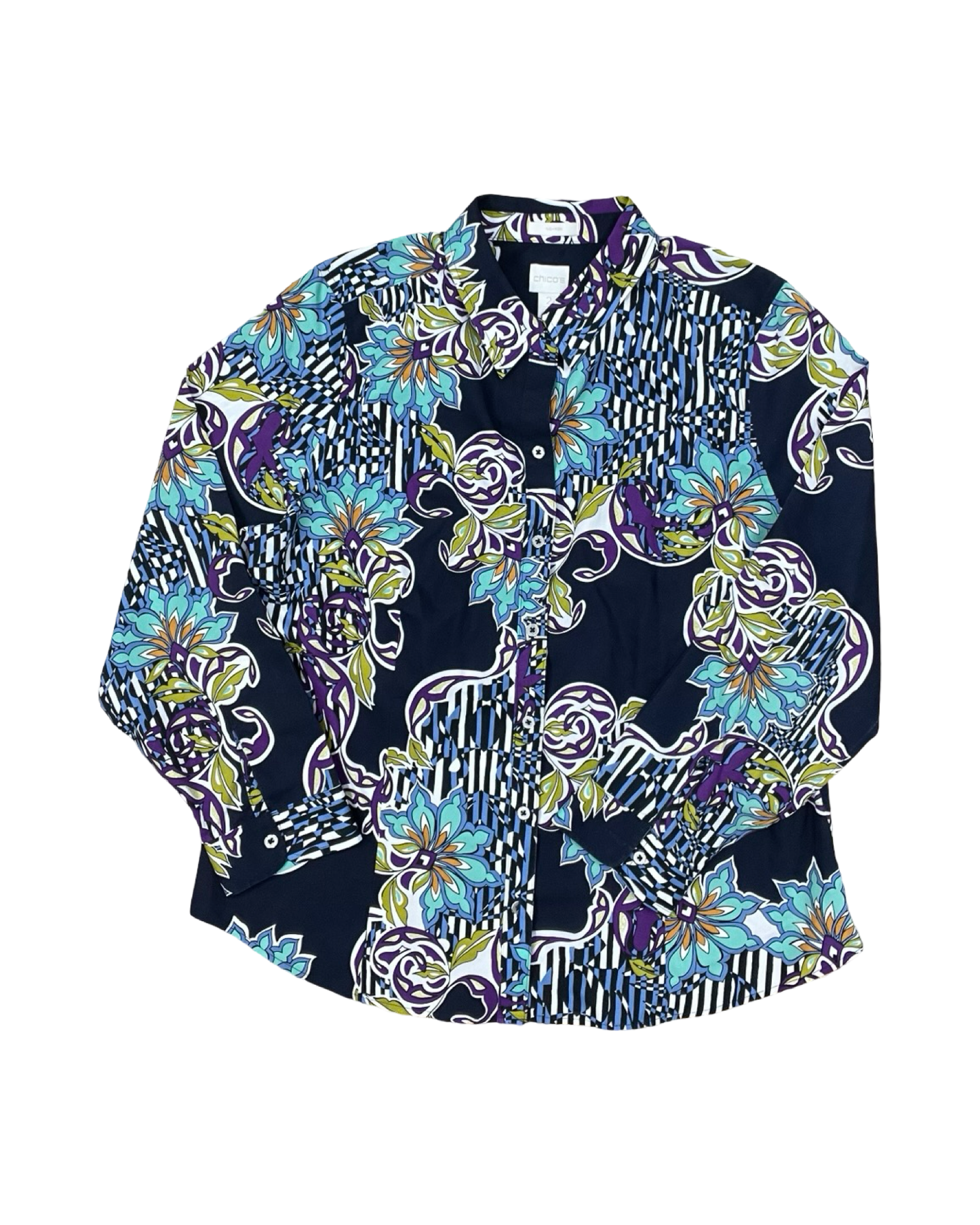 Blouse Ls By Chicos In Blue, Size:L