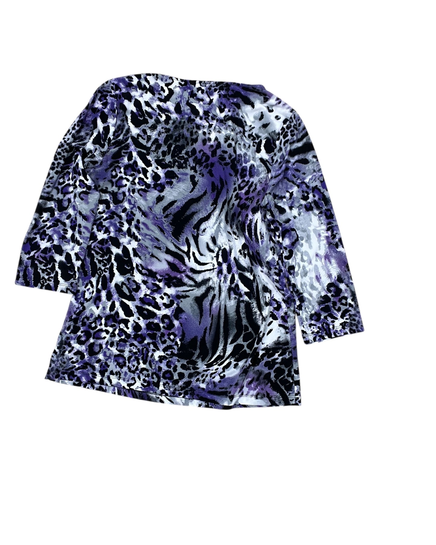 Top 3/4 Sleeve By Laura Ashley In Purple & Yellow, Size:M