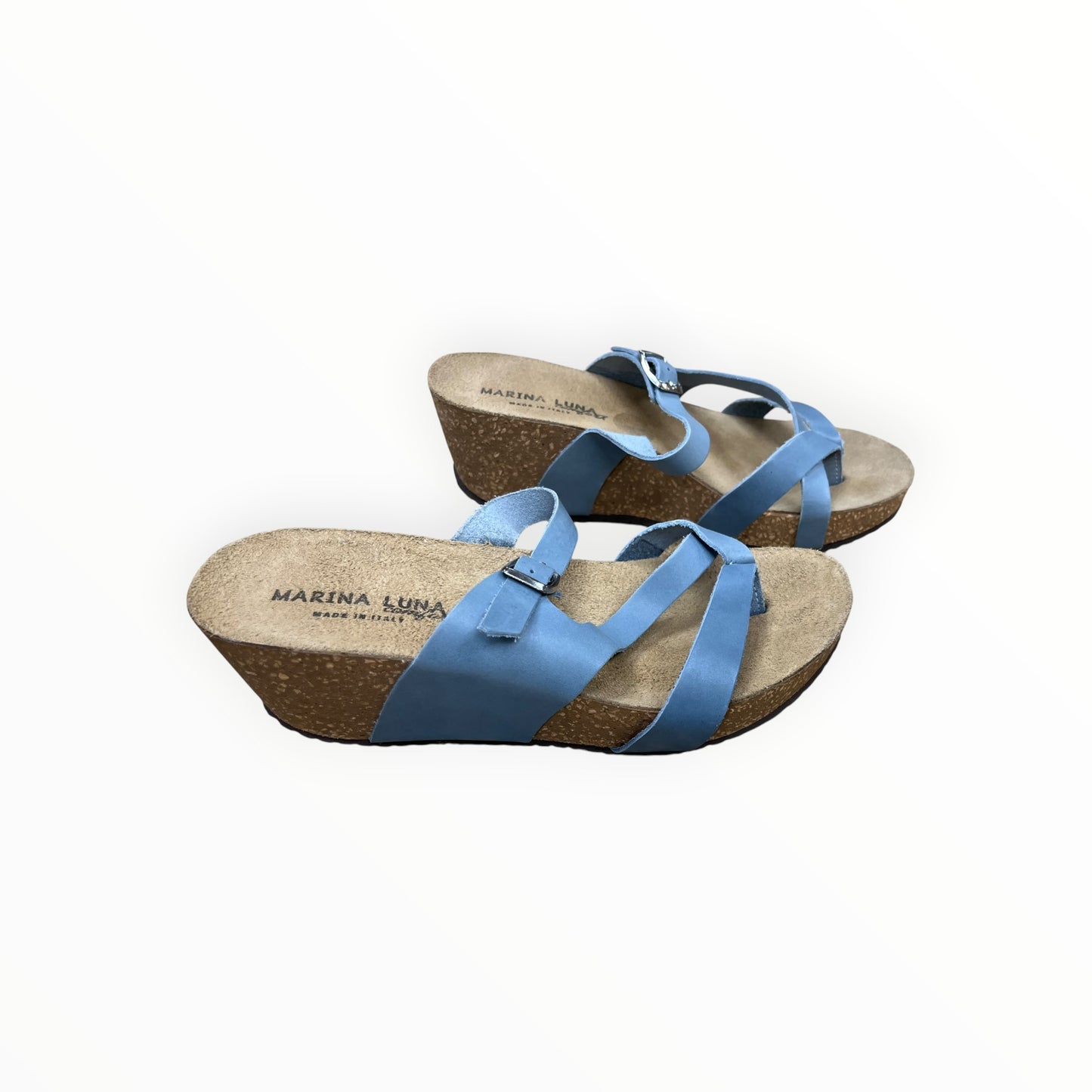 Sandals Heels Wedge By Clothes Mentor In Blue, Size:8