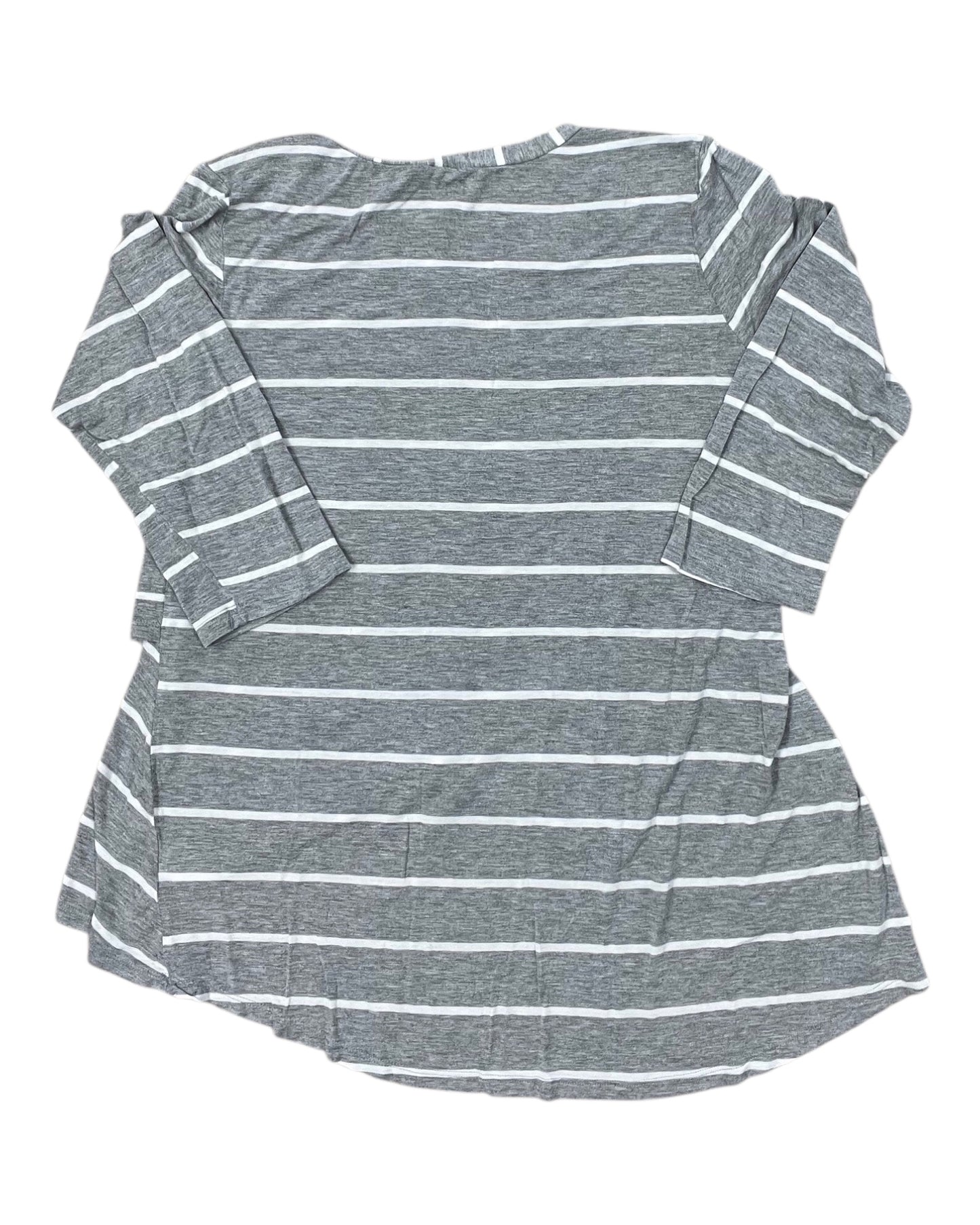 Top 3/4 Sleeve By Como Vintage In Grey & White, Size:Xl