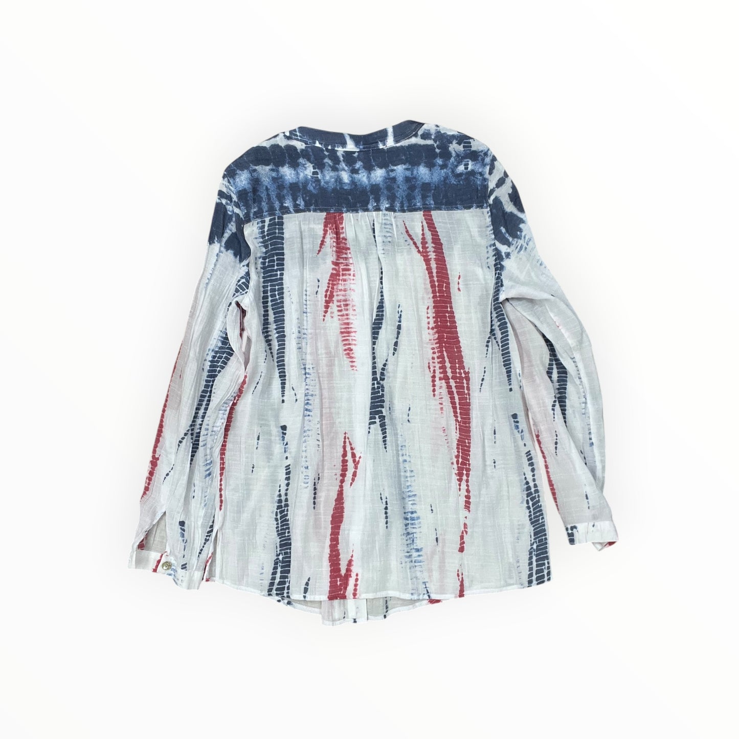 Blouse Ls By Multiples In Blue Red & White, Size:M