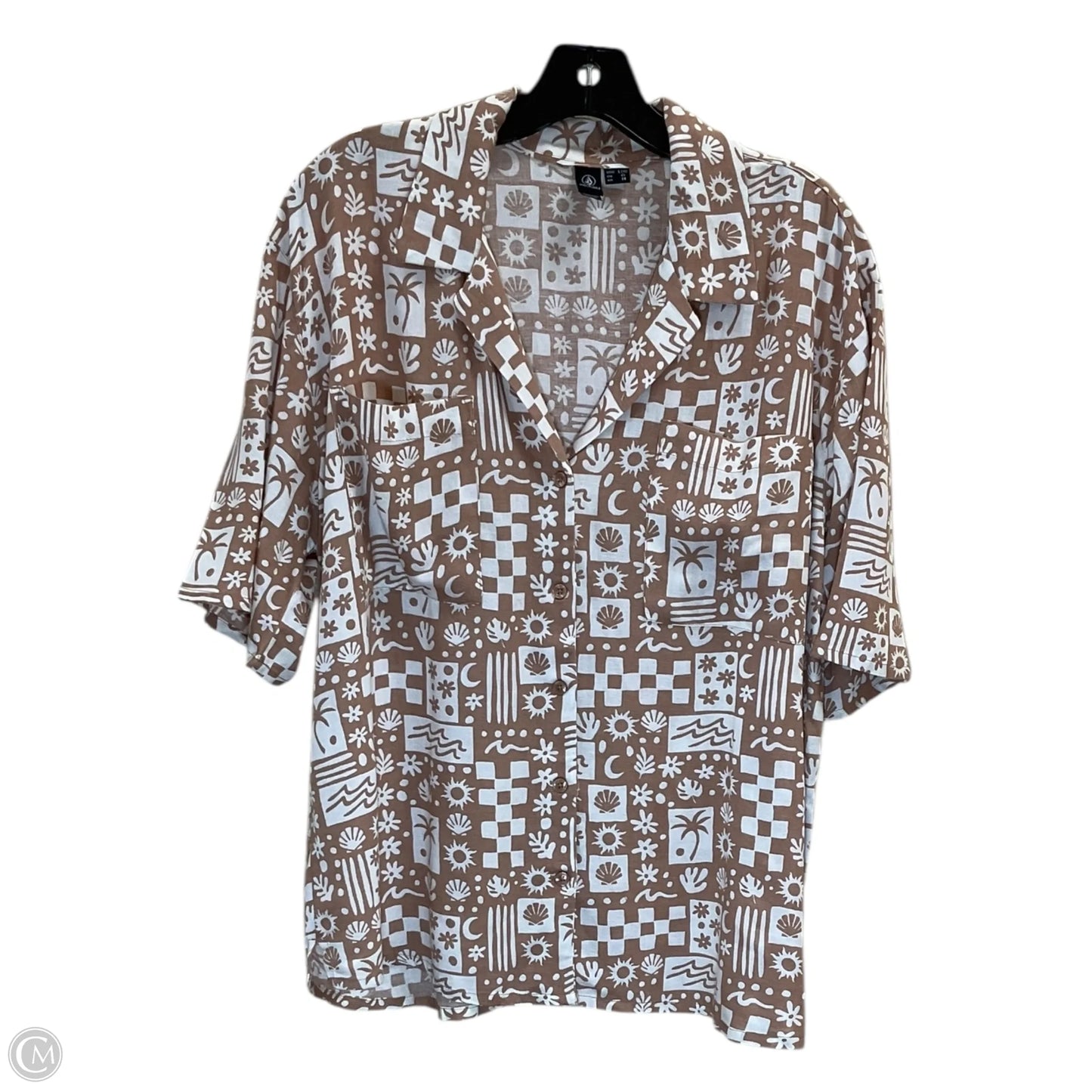 Blouse Short Sleeve By Clothes Mentor In Brown, Size: L