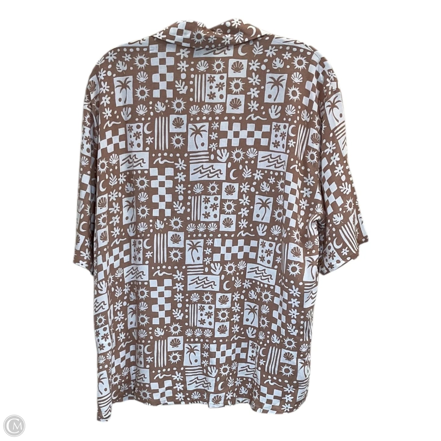 Blouse Short Sleeve By Clothes Mentor In Brown, Size: L