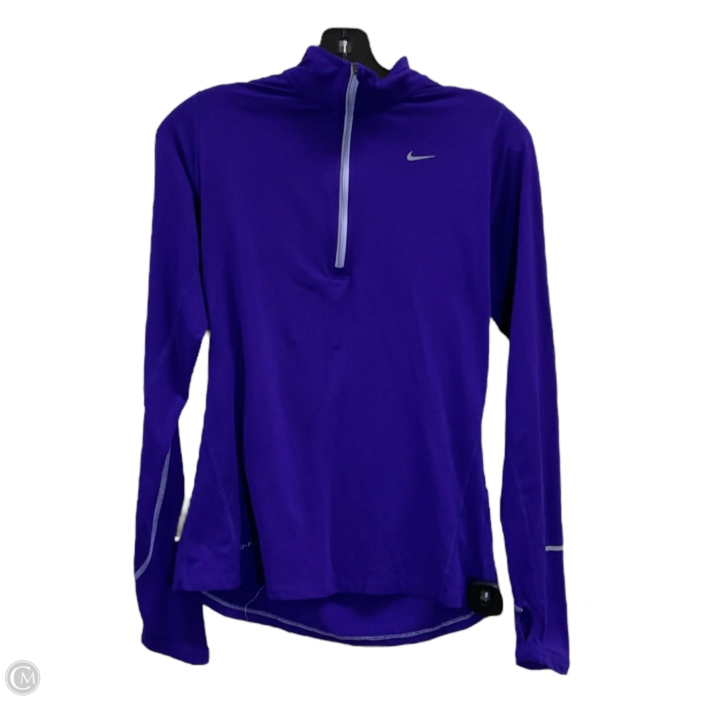 Athletic Top Long Sleeve Collar By Nike In Purple, Size: S