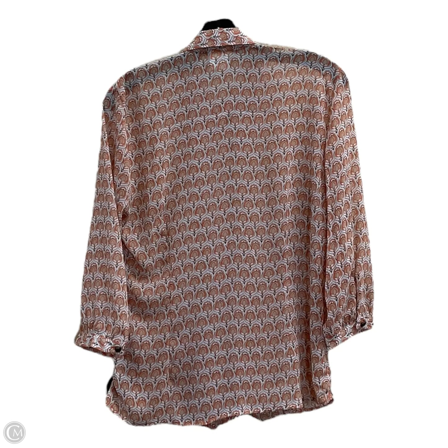 Blouse Long Sleeve By French Dressing In Orange & White, Size: S