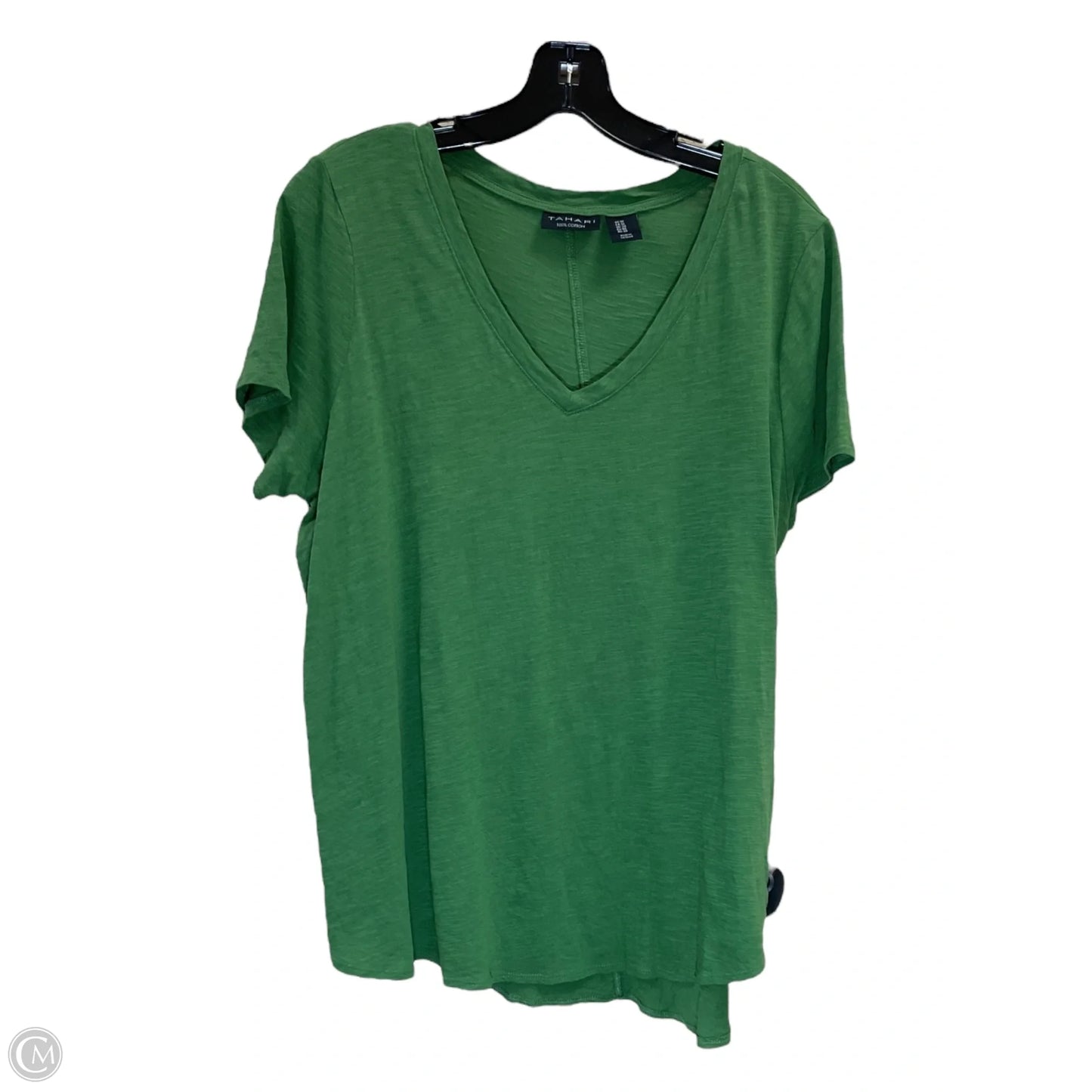 Top Short Sleeve By Tahari By Arthur Levine In Green, Size: 1x