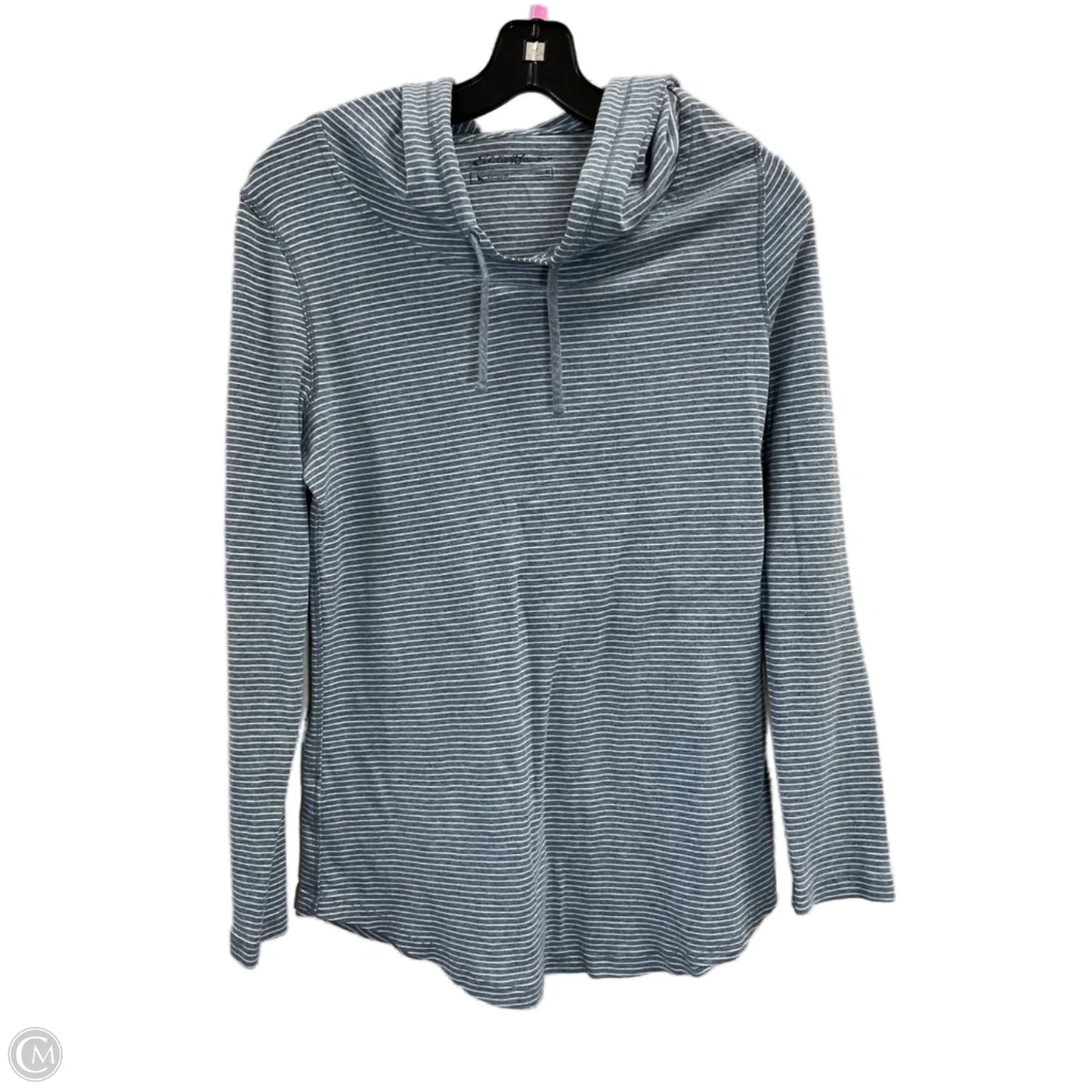 Top Long Sleeve By Eddie Bauer In Grey & White, Size: M