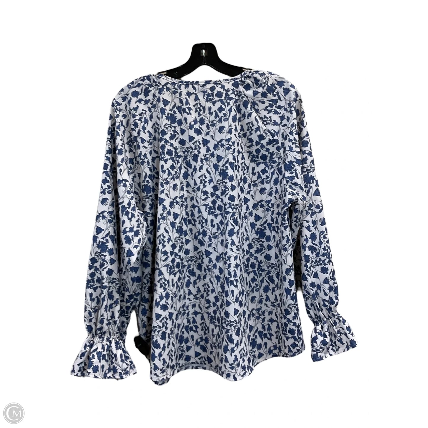 Top Long Sleeve By Shein In Blue & White, Size: 1x