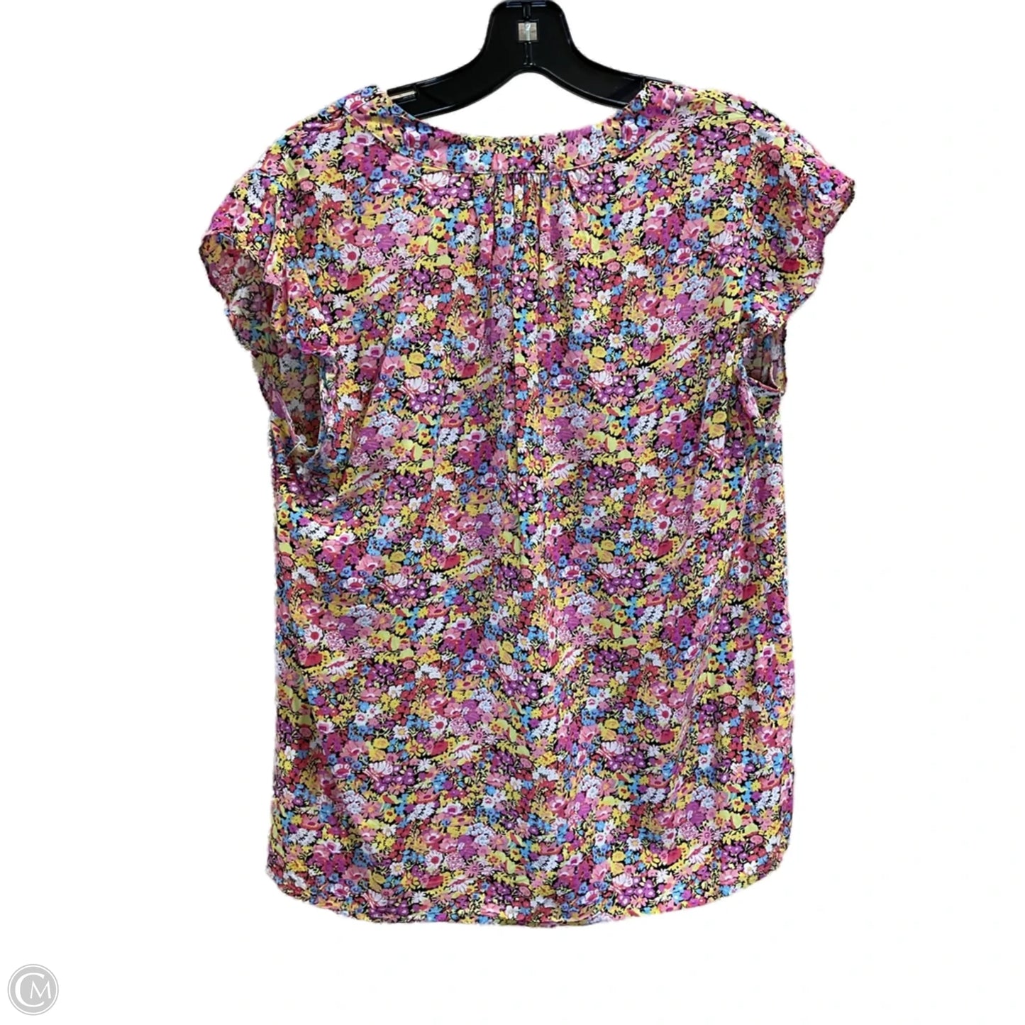 Top Short Sleeve By Anne Carson In Pink & Yellow, Size: L