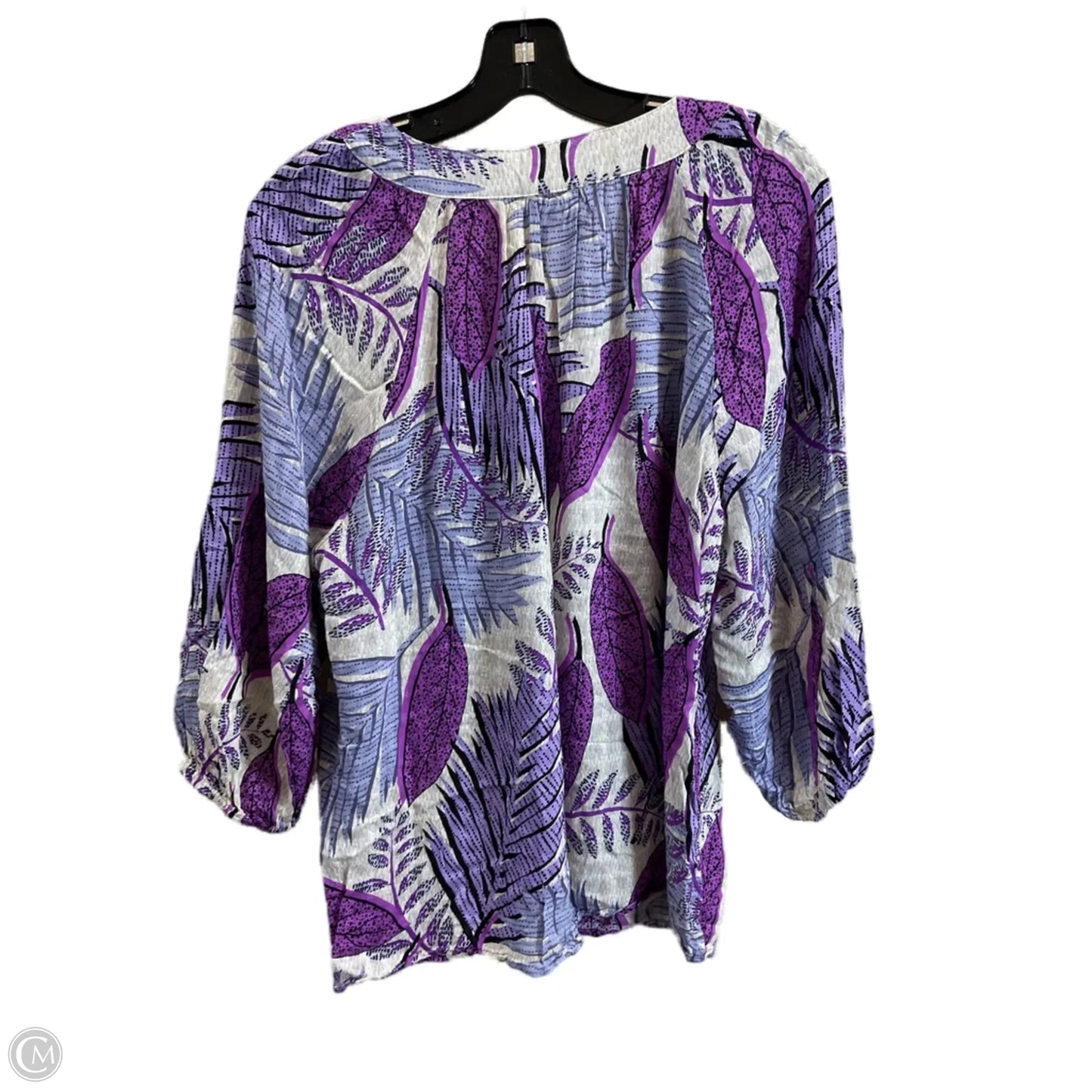 Top 3/4 Sleeve By Jane And Delancey In Purple & White, Size: L