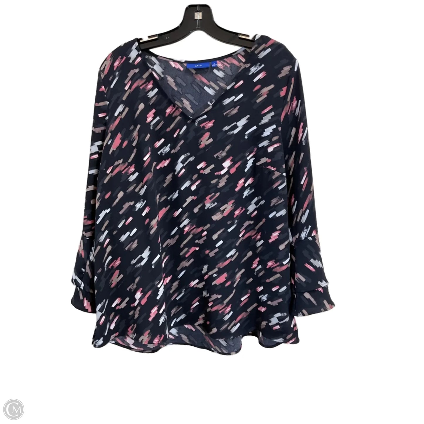 Top Long Sleeve By Apt 9 In Black, Size: L