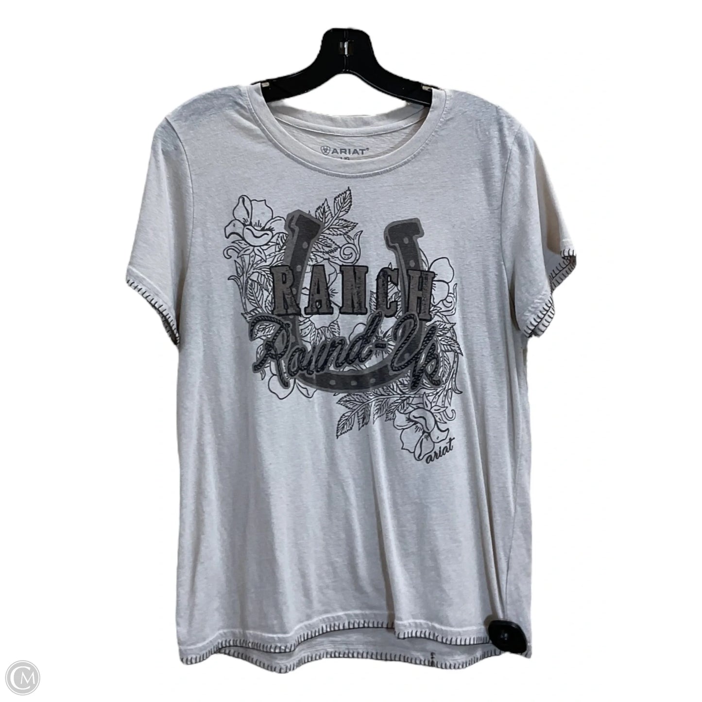 Top Short Sleeve By Ariat In Cream, Size: L
