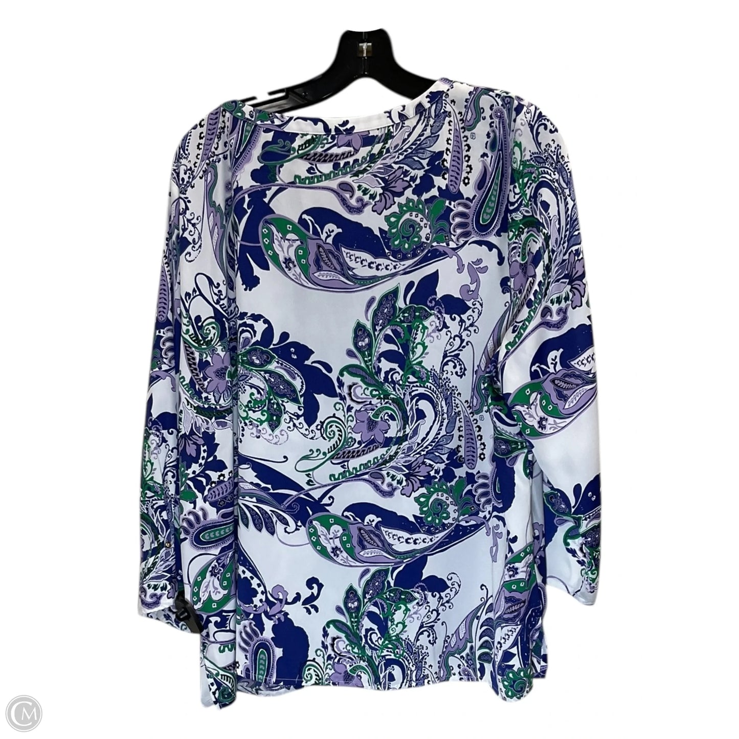 Blouse Long Sleeve By New Directions In Green & Purple, Size: L