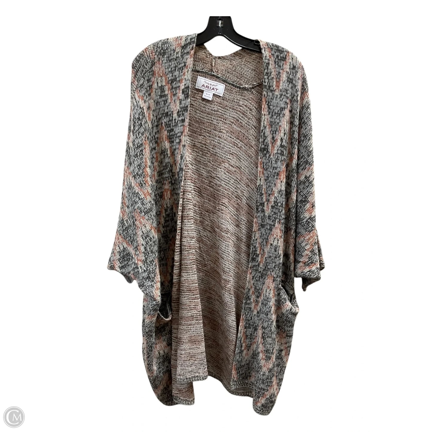 Sweater Cardigan By Ariat In Green & Orange, Size: M