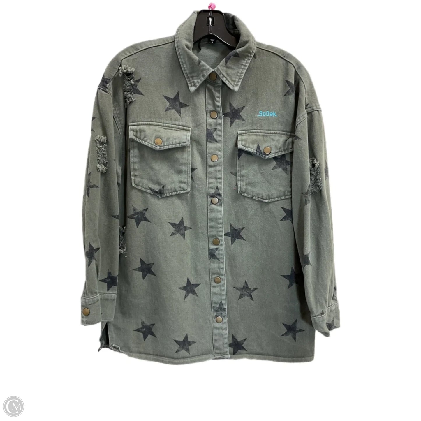 Jacket Shirt By Clothes Mentor In Green, Size: S