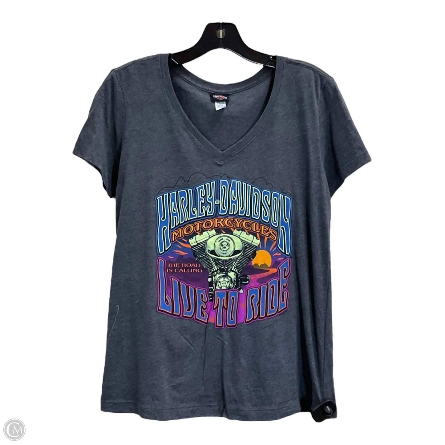 Top Short Sleeve By Harley Davidson In Grey, Size: M