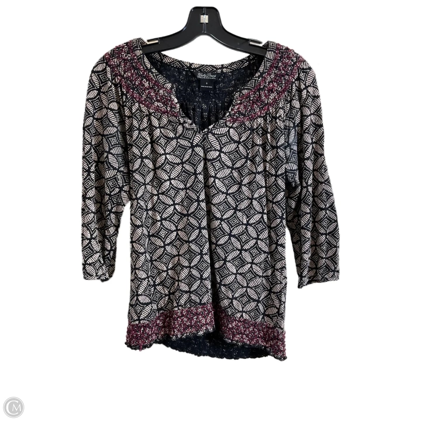 Top Long Sleeve By Lucky Brand In Black & Cream, Size: S