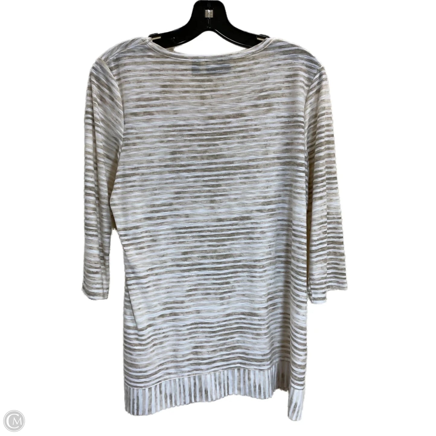 Top 3/4 Sleeve By Onque In Tan & White, Size: M