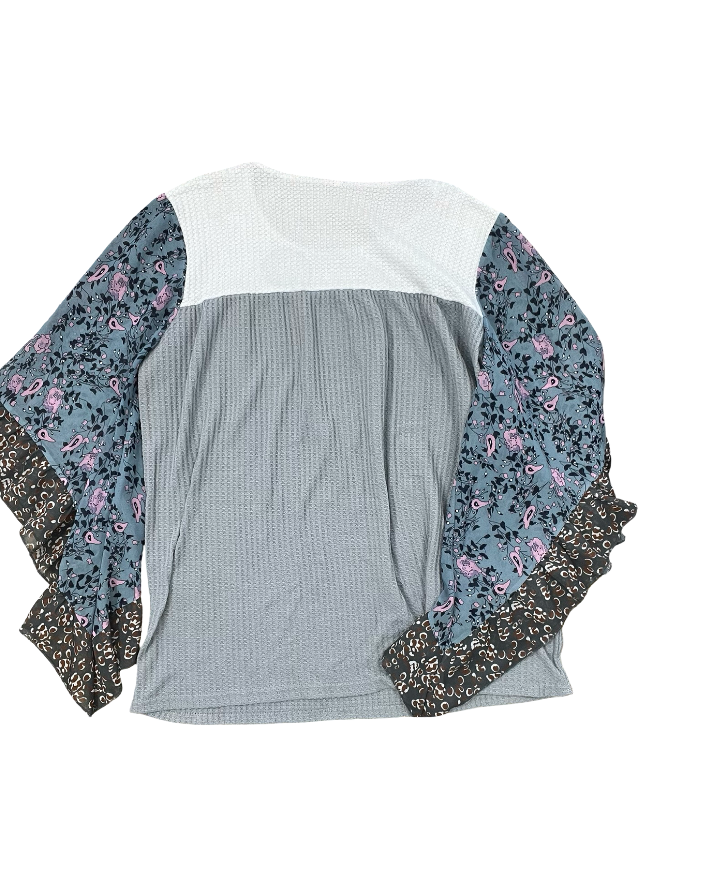 Top 3/4 Sleeve By Clothes Mentor In Grey & White, Size:3X