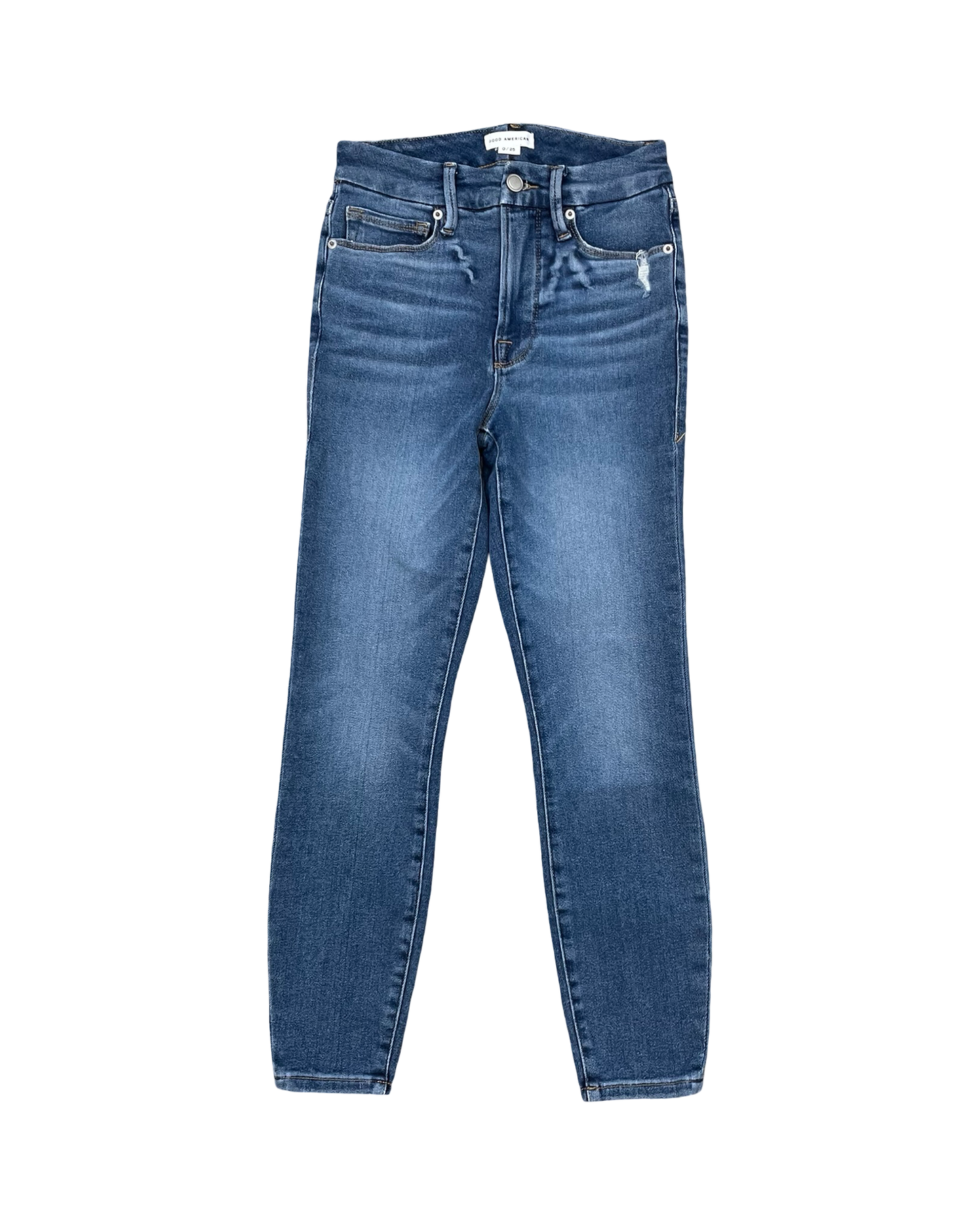 Jeans Skinny By Good American In Blue Denim, Size:0