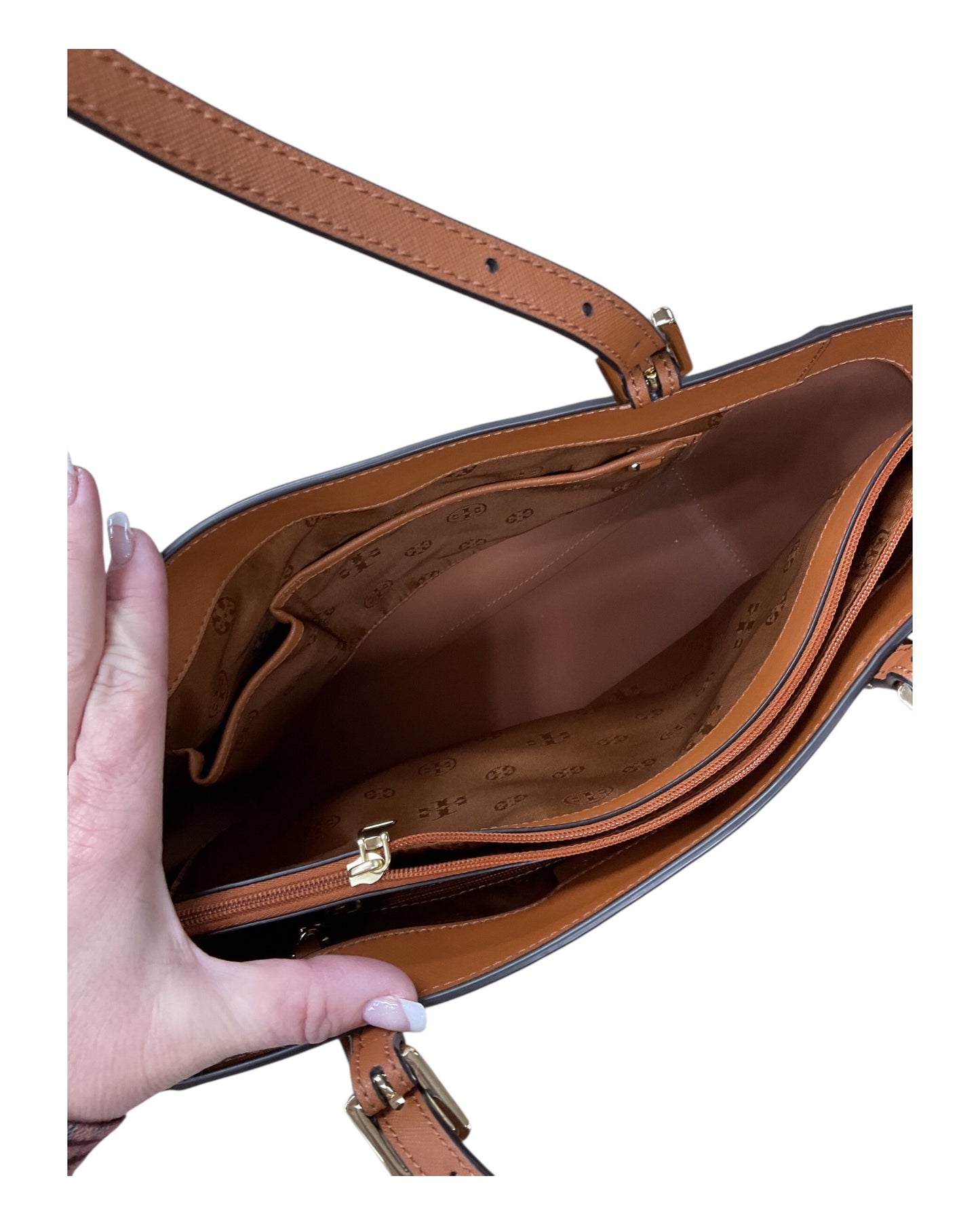 Handbag Designer By Tory Burch In Brown, Size:Medium