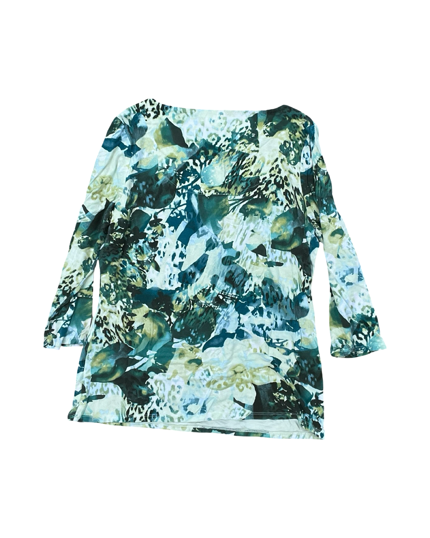 Top 3/4 Sleeve By Chicos In Green, Size:M