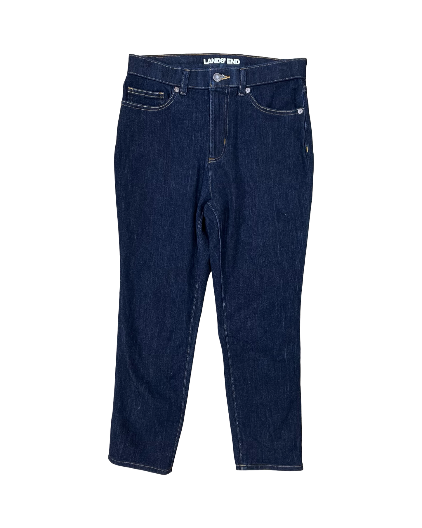 Jeans Cropped By Lands End In Blue Denim, Size:8