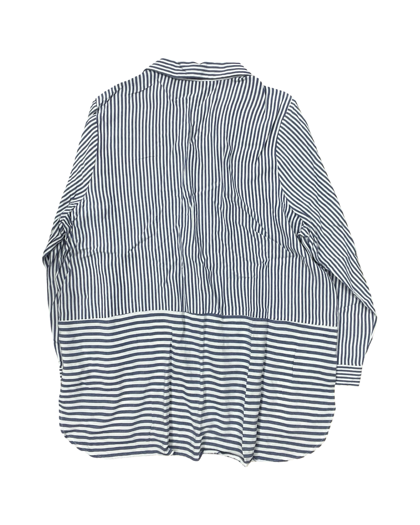 Blouse Ls By Cj Banks In Blue & White, Size:1X