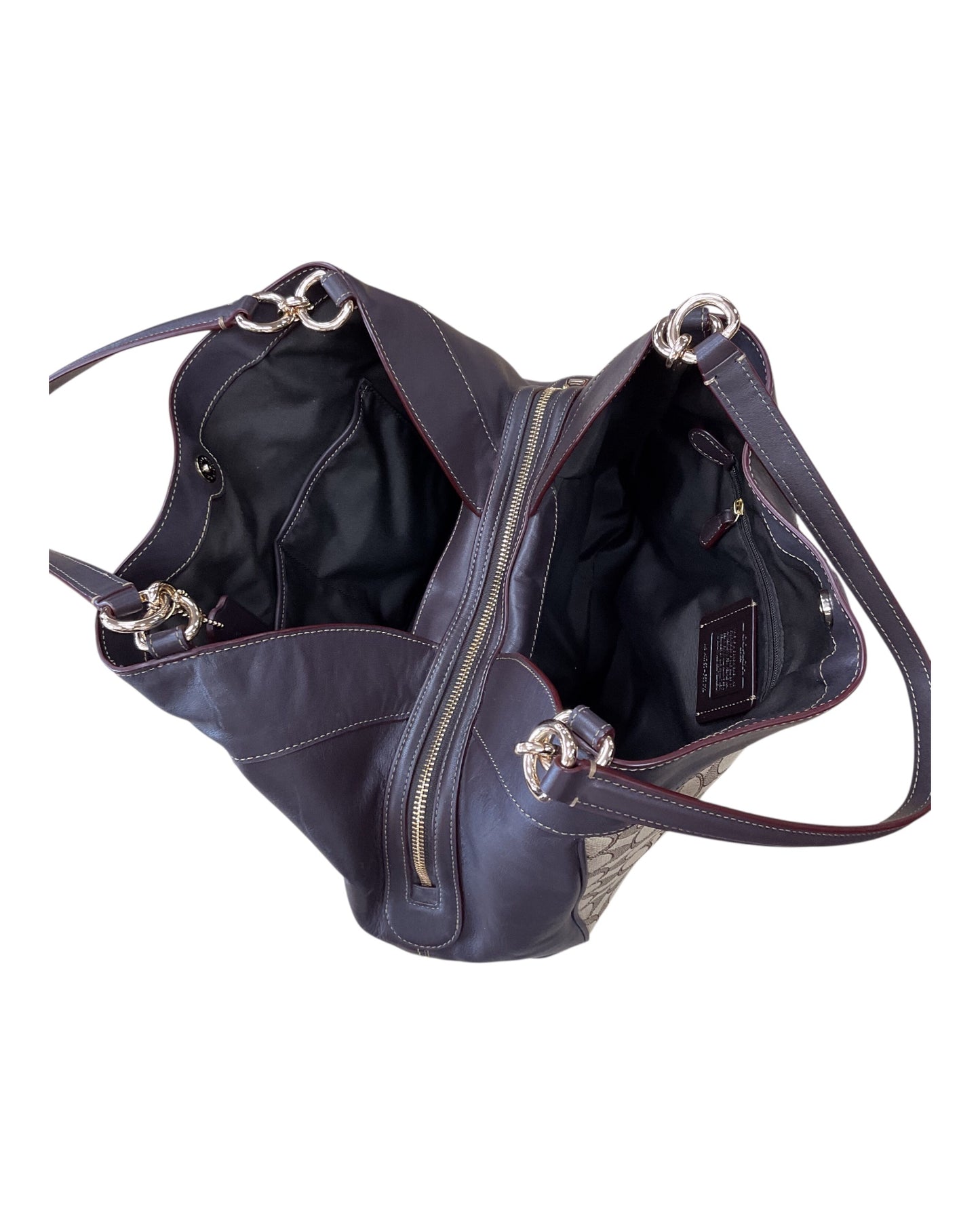 Handbag Designer By Coach In Black & Brown, Size:Medium
