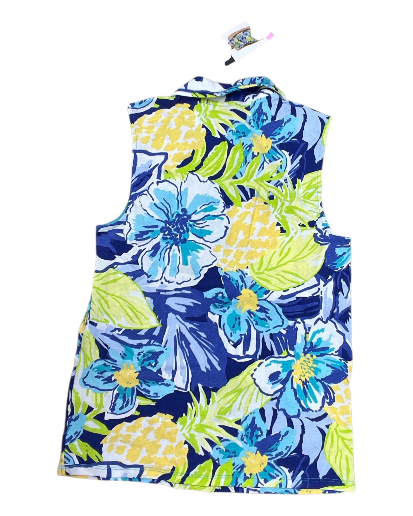 Top Sleeveless By Rafaella In Blue & Yellow, Size:S