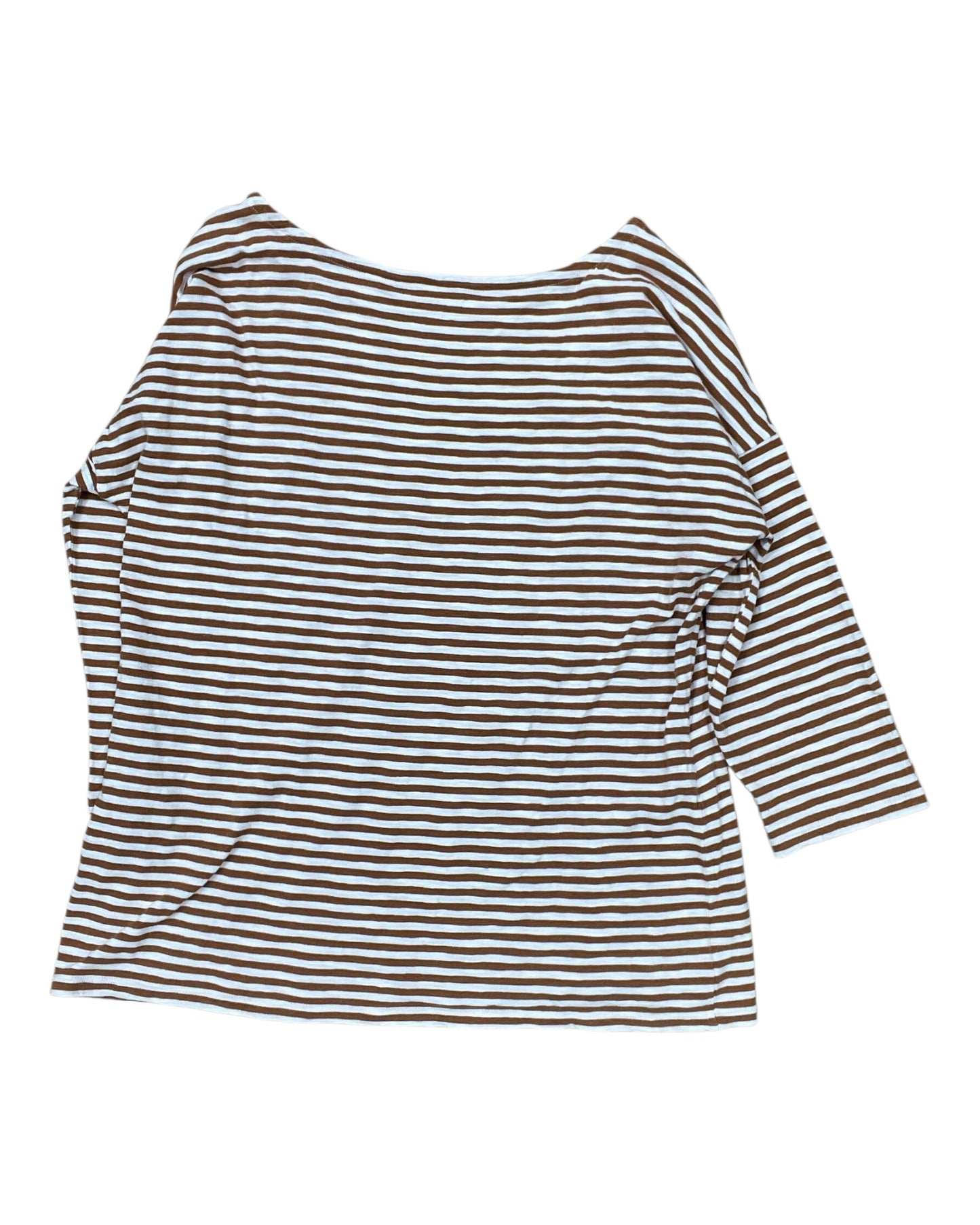 Top 3/4 Sleeve By Talbots In Tan & White, Size:Xl