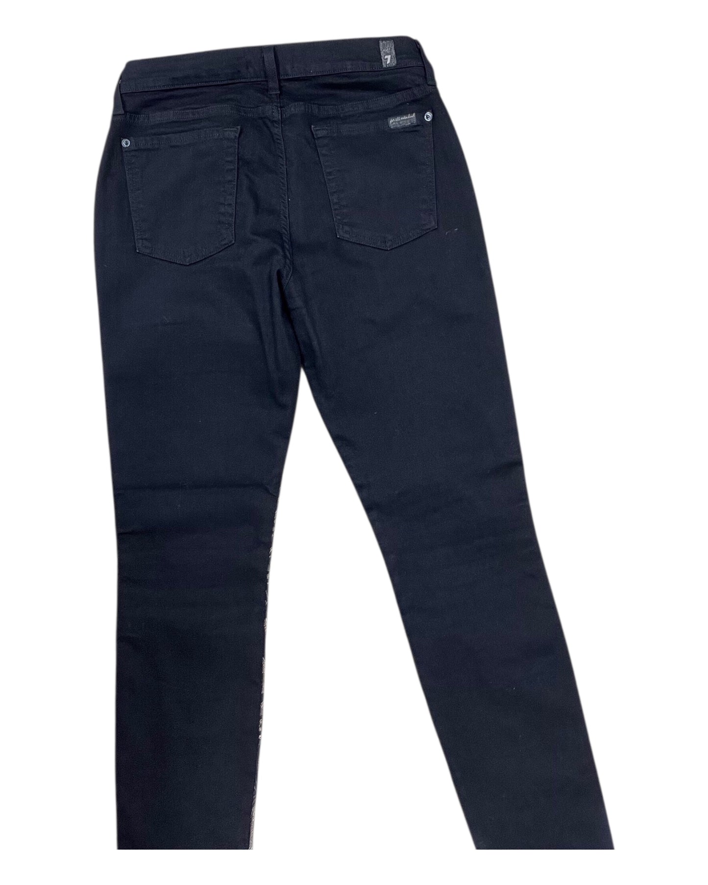 Jeans Skinny By 7 For All Mankind In Black & Gold, Size:10