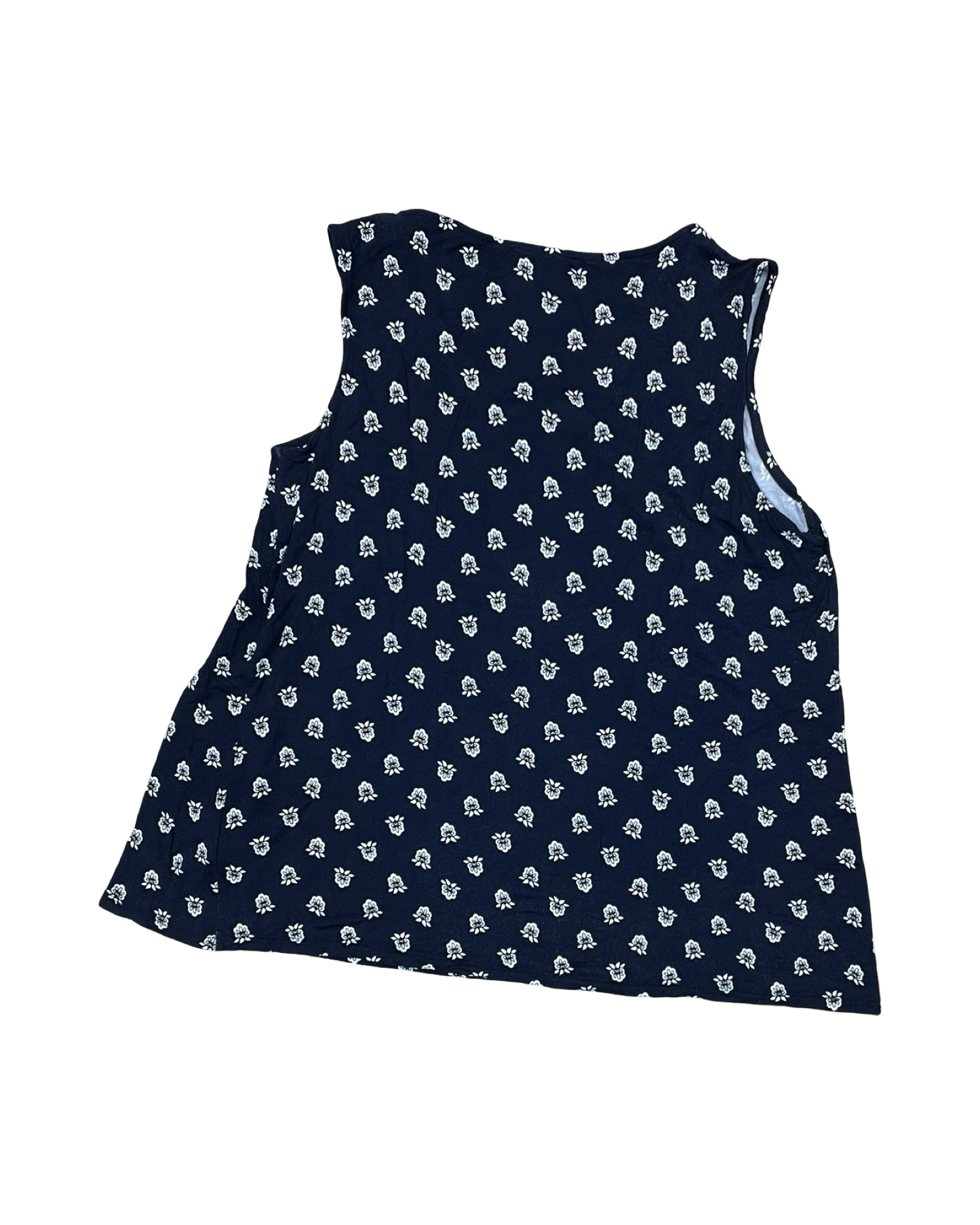Top Sleeveless By Croft And Barrow In Blue & White, Size:L
