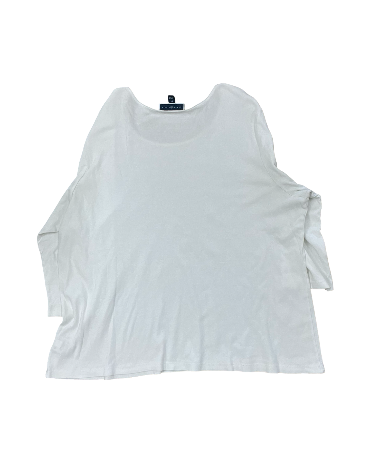 Top 3/4 Sleeve Basic By Karen Scott In White, Size:3X