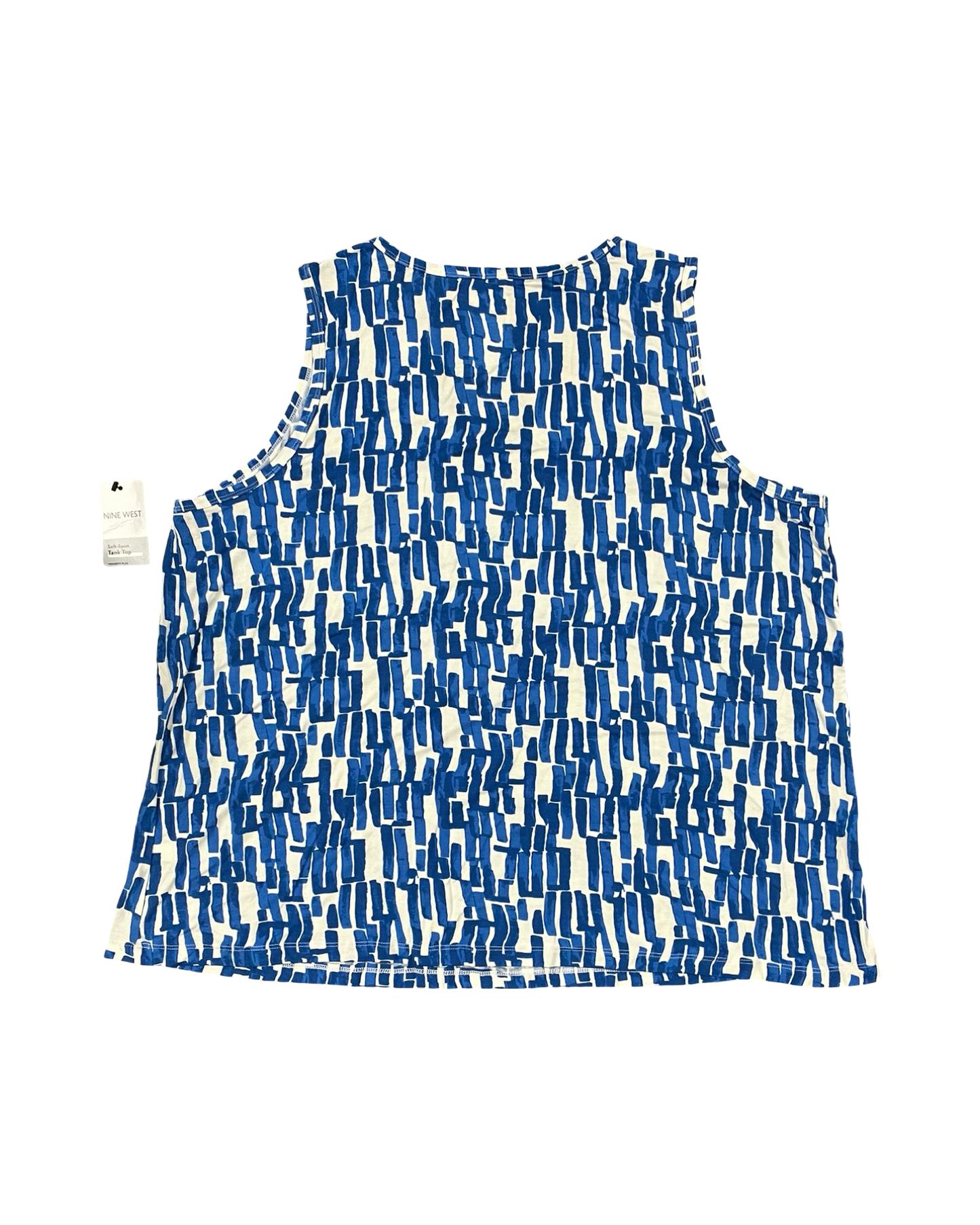 Top Sleeveless By Nine West In Blue & White, Size:2X