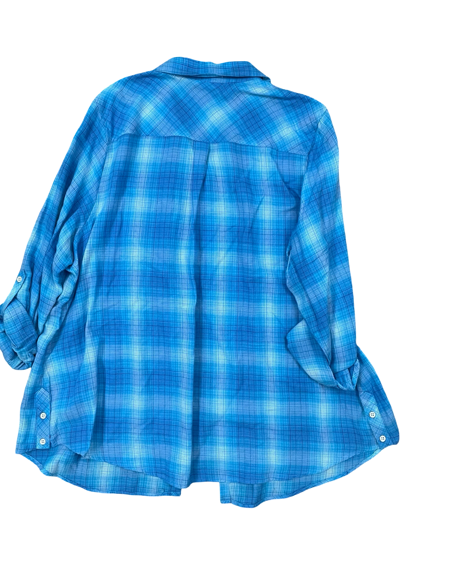 Blouse Ls By Relativity In Blue, Size:3X