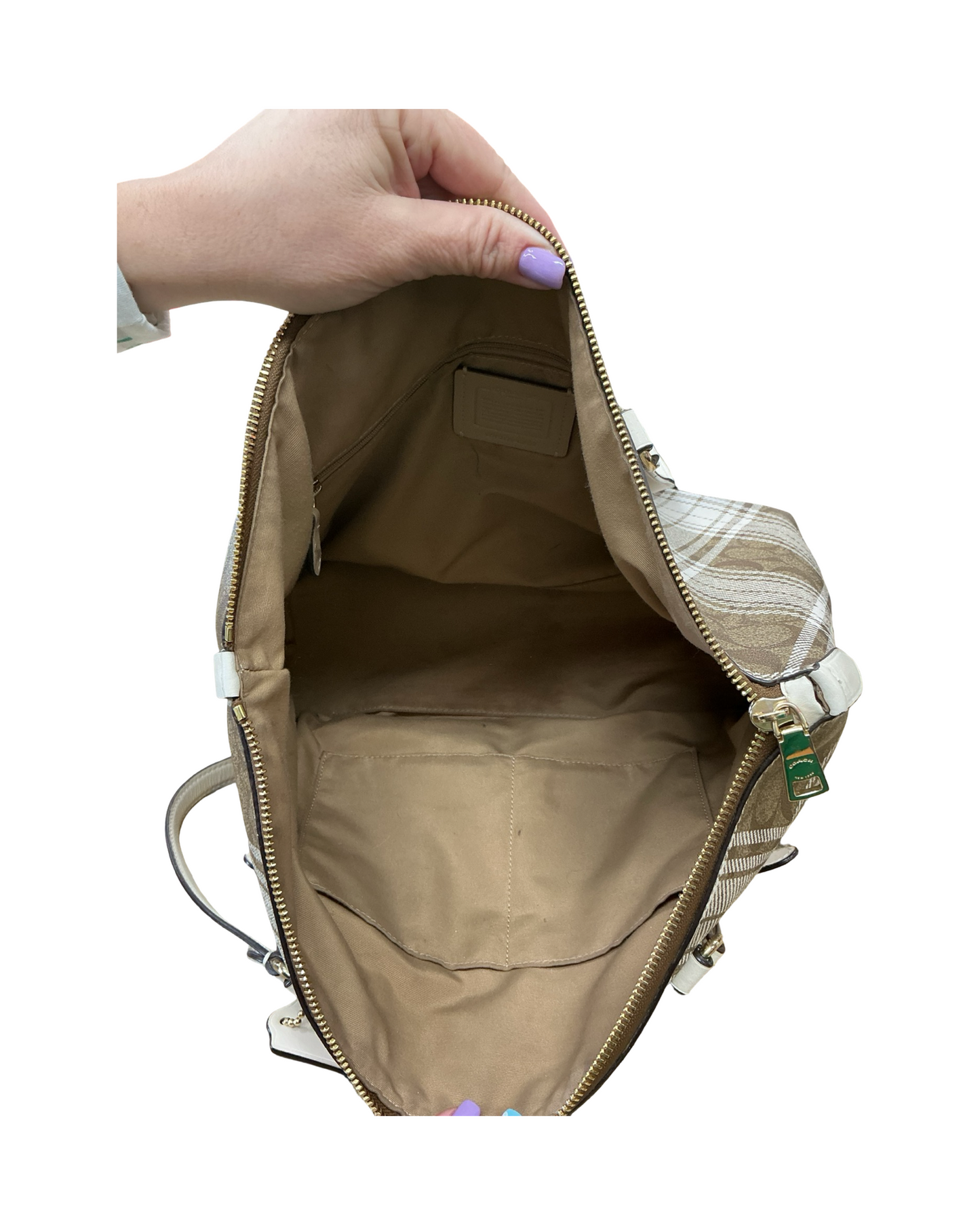 Tote Designer By Coach In Tan, Size:Large
