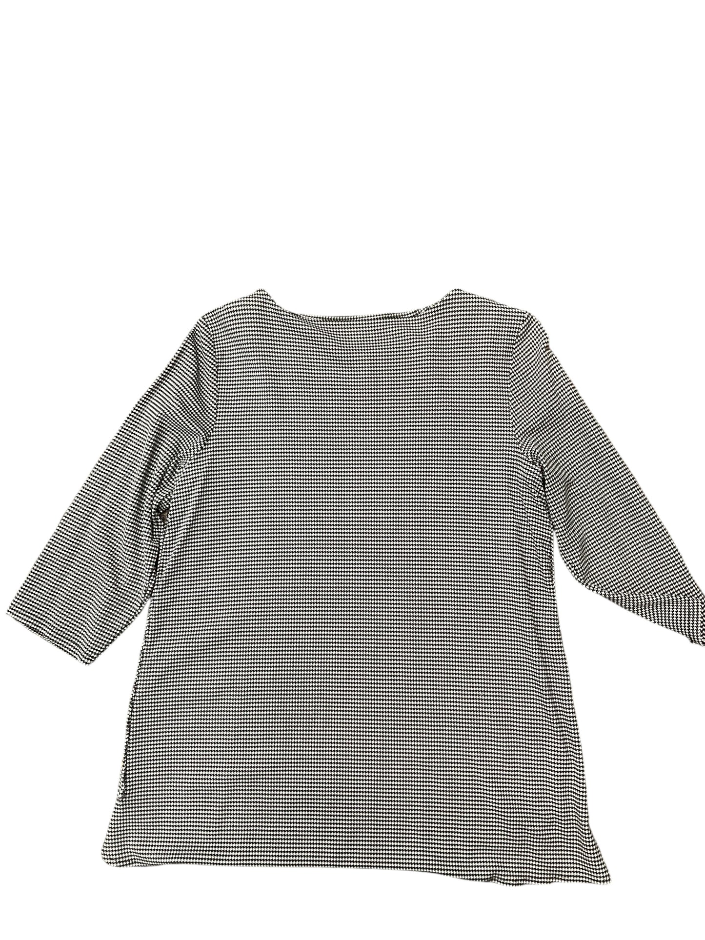 Top 3/4 Sleeve By Chicos In Black & White, Size:M