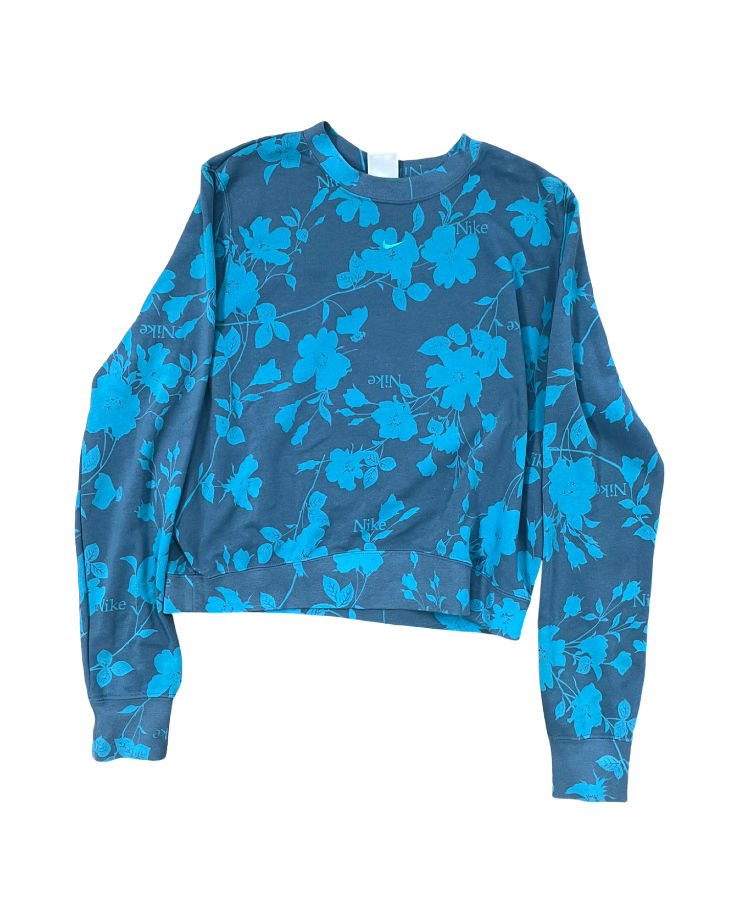 Athletic Sweatshirt Crewneck By Nike In Blue & Grey, Size:L