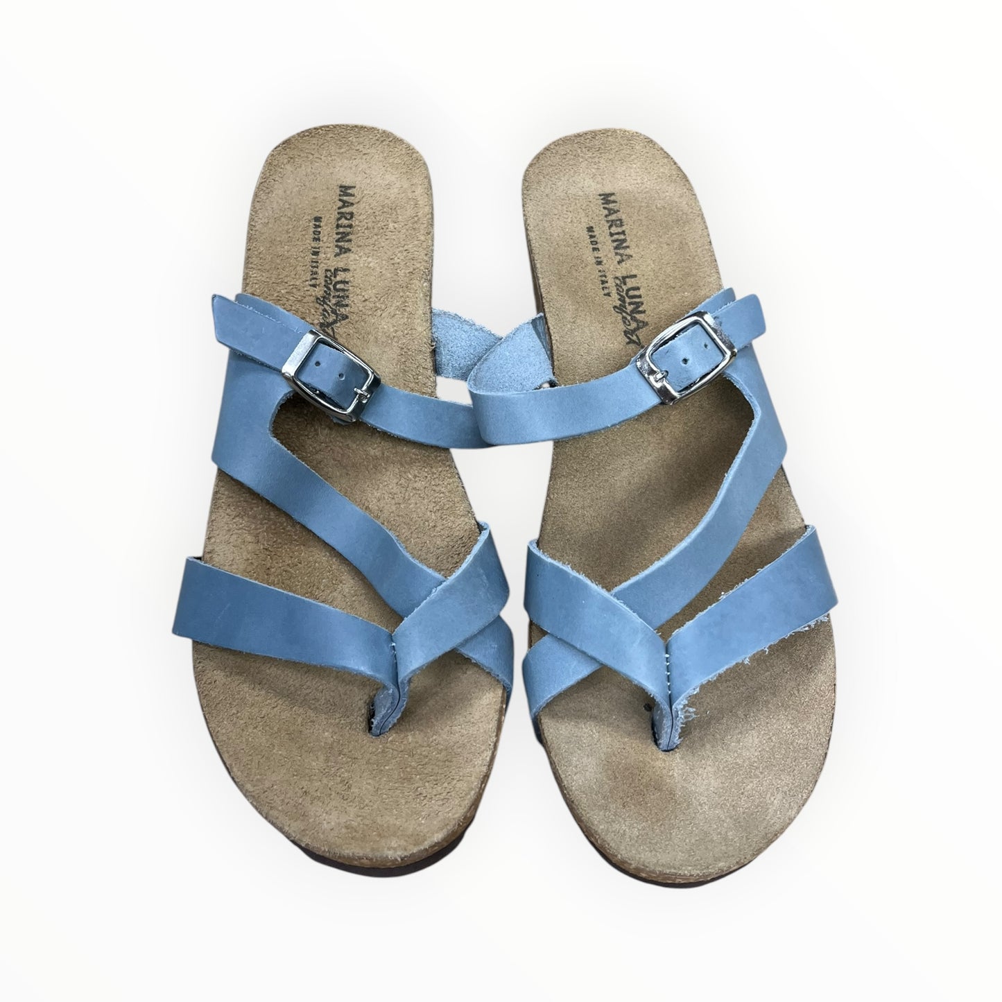 Sandals Heels Wedge By Clothes Mentor In Blue, Size:8