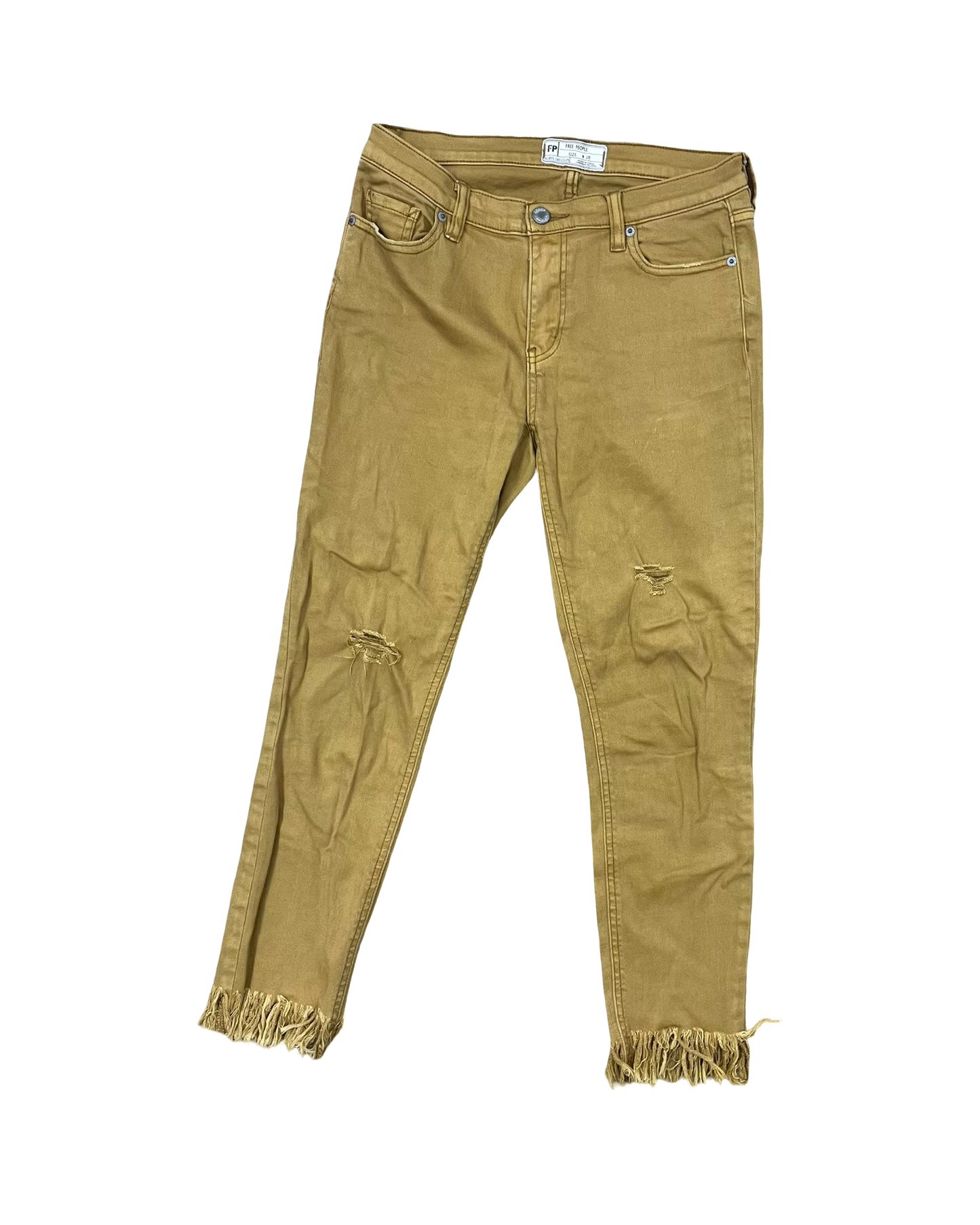 Jeans Cropped By Free People In Gold, Size:2