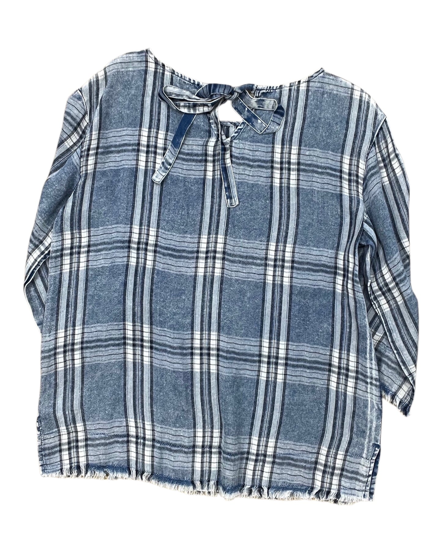 Top 3/4 Sleeve By Tribal In Blue Denim, Size:M