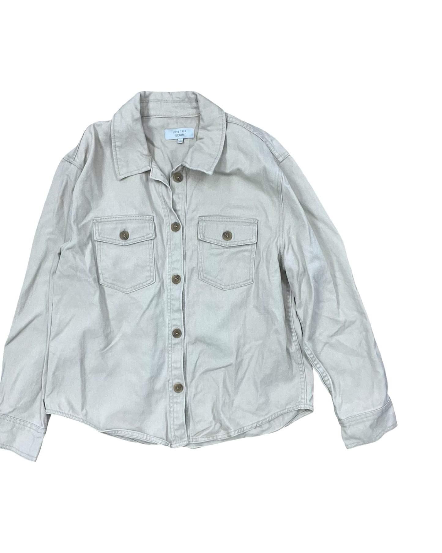 Jacket Denim By Love Tree In Tan, Size:L