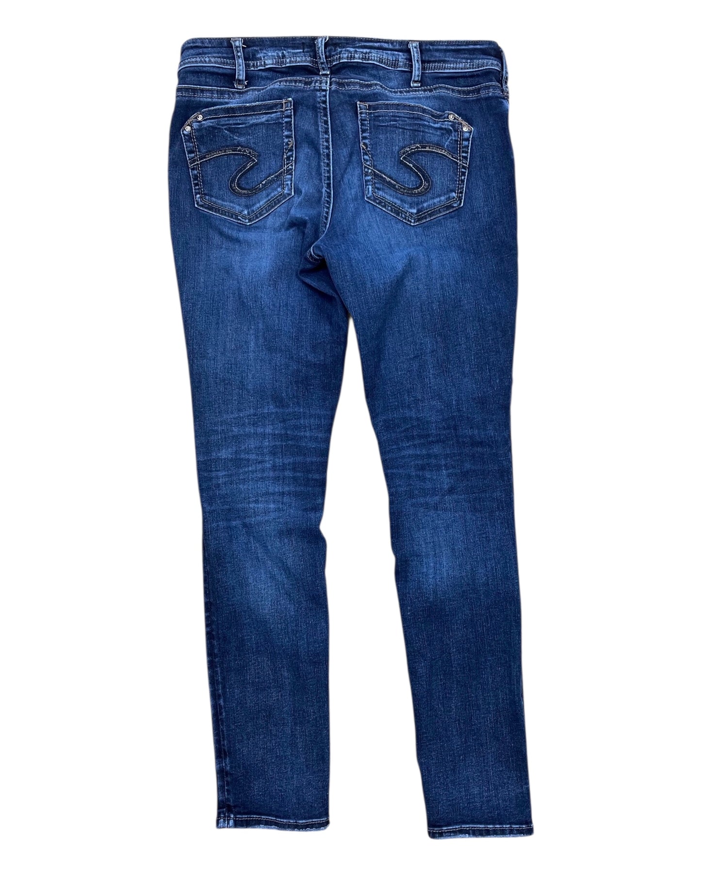Jeans Straight By Silver In Blue Denim, Size:14