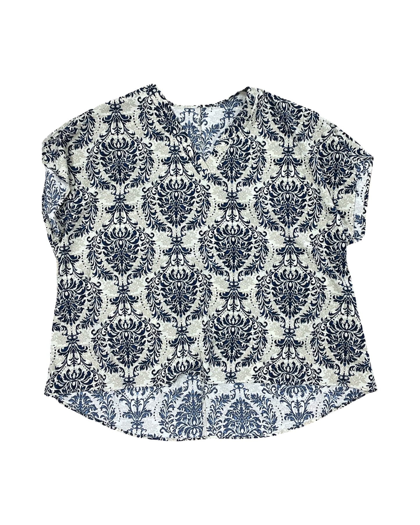 Top Ss By Clothes Mentor In Blue & Tan, Size:4X
