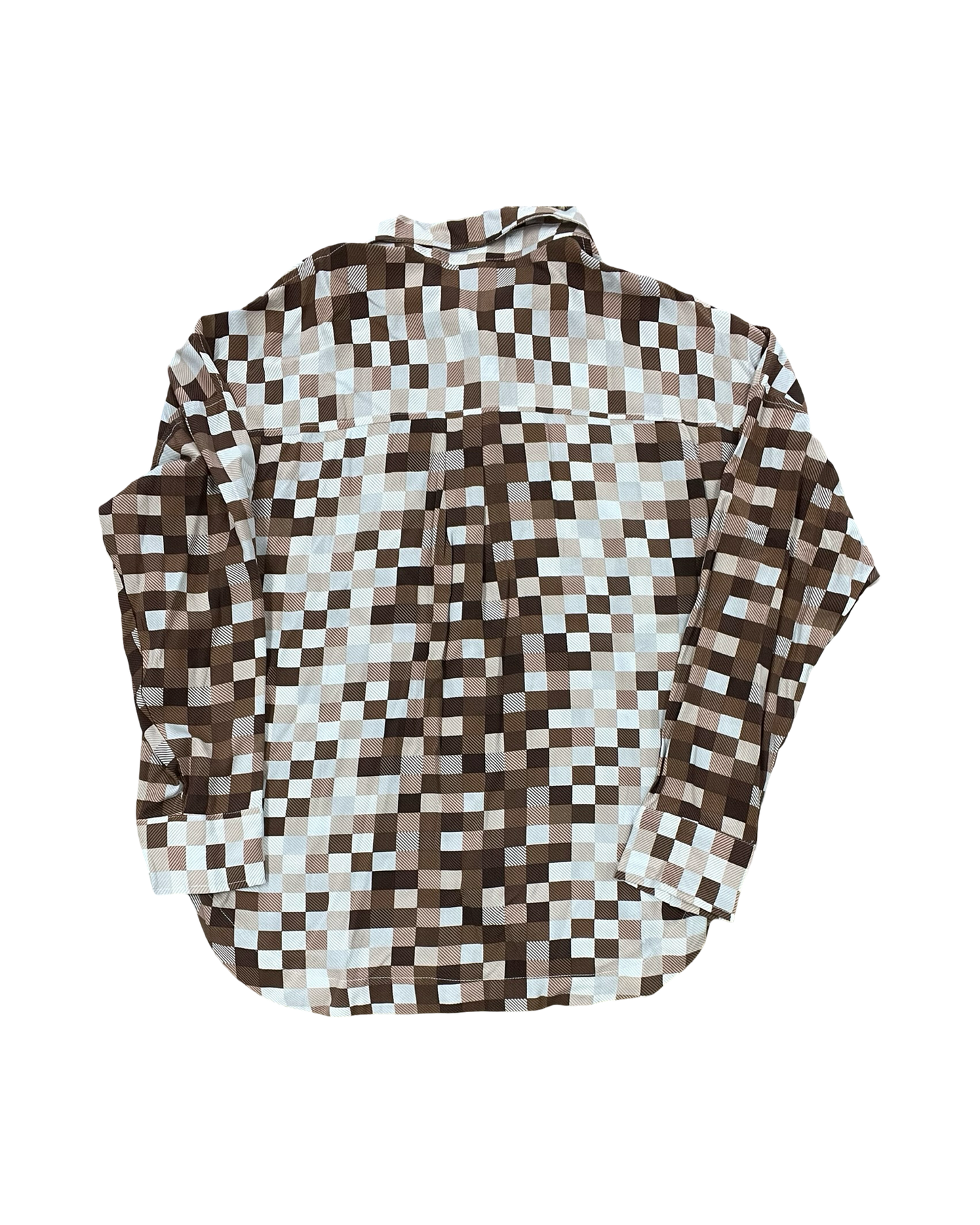 Blouse Ls By Gilded Intent In Brown & Tan, Size:L
