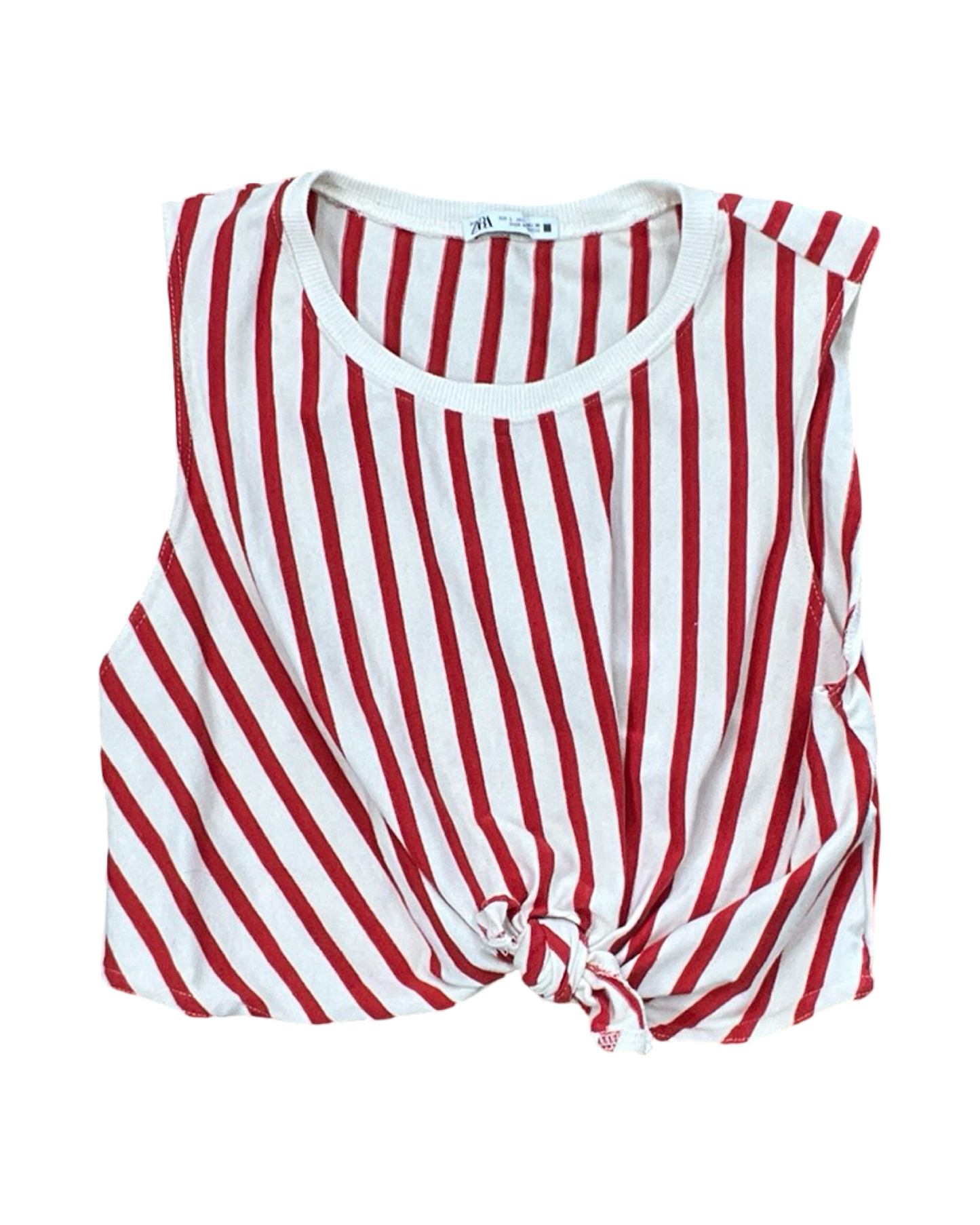 Top Sleeveless By Zara In Cream & Red, Size:L