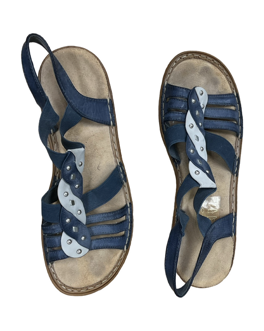 Sandals Flats By Riekers In Blue, Size:8.5