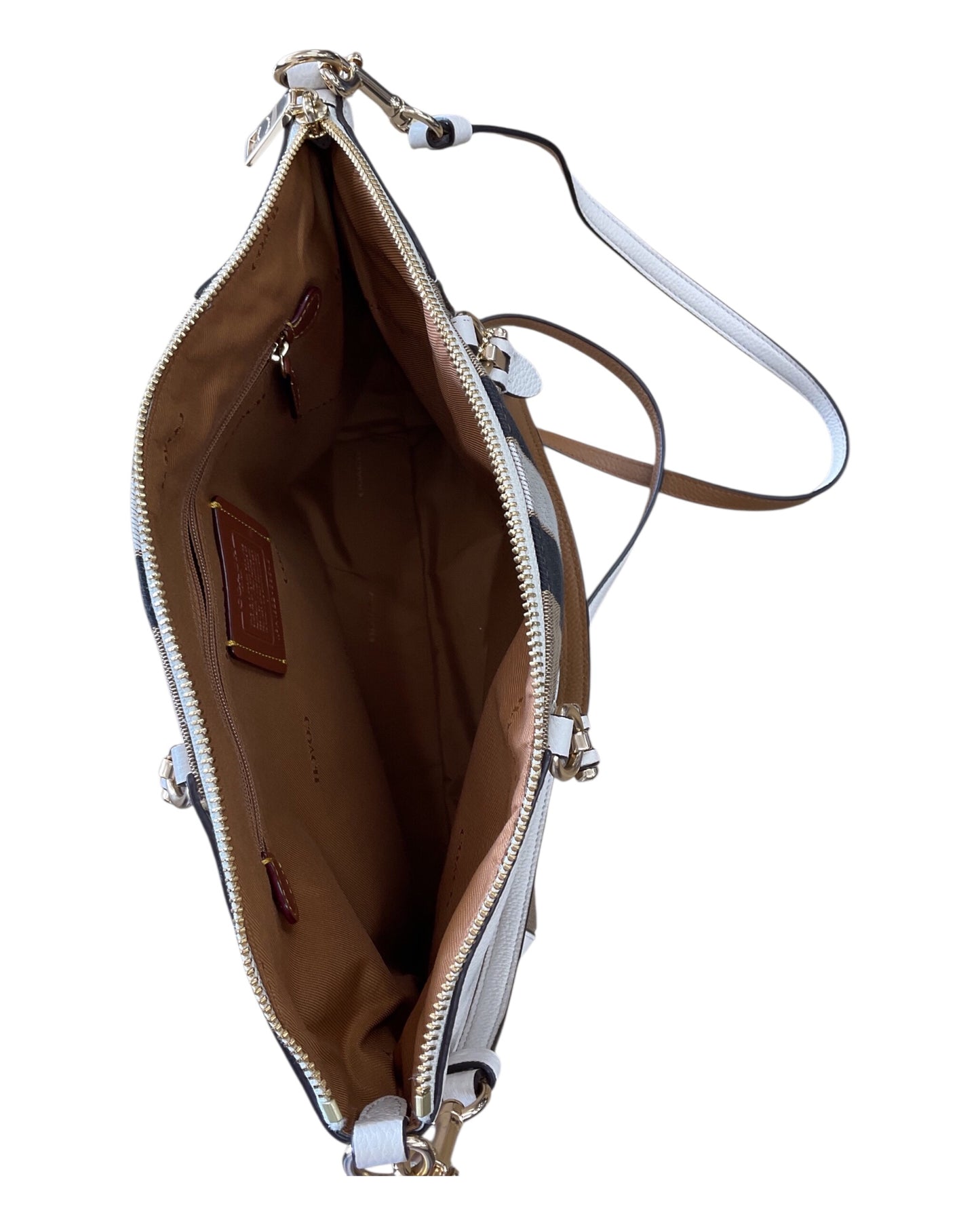 Handbag Designer By Coach In Brown & Tan, Size:Medium