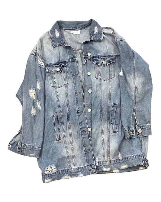 Jacket Denim By Clothes Mentor In Blue Denim, Size:L